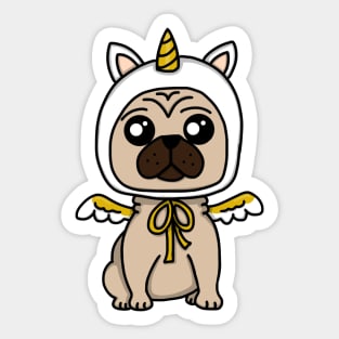 Chibi Unicorn Pug (Small Design) Sticker